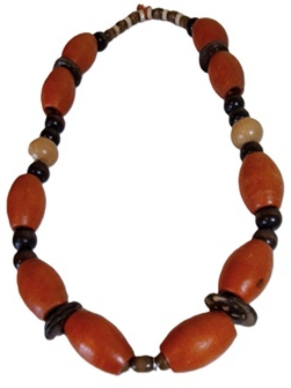 Bright Orange Wood Beed Necklace